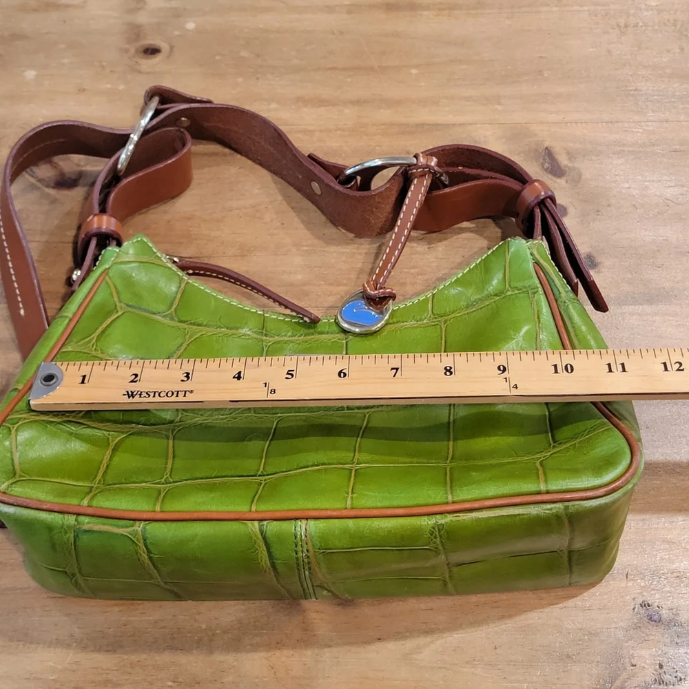 Dooney & Bourke Green Croc Embossed Leather Hobo Shoulder Bag Purse Vintage Y2K - Picture 8 of 16